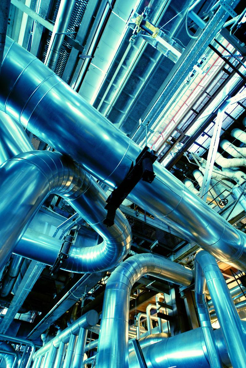 发电厂大型工业管道的机械美学 创意图片素材的艺术与技术融合